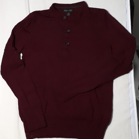 banana republic sweater mens l  maroon red soft Merino wool sweater winter fall - Picture 3 of 7